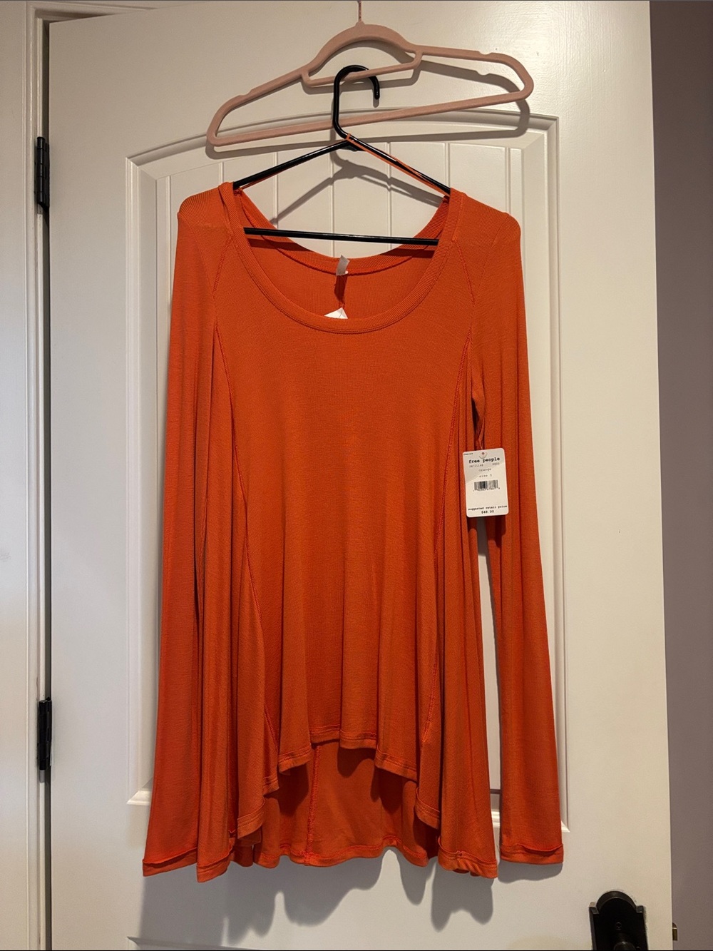 Free People Flowy Long-Sleeve Scoop Neck Top - Orange